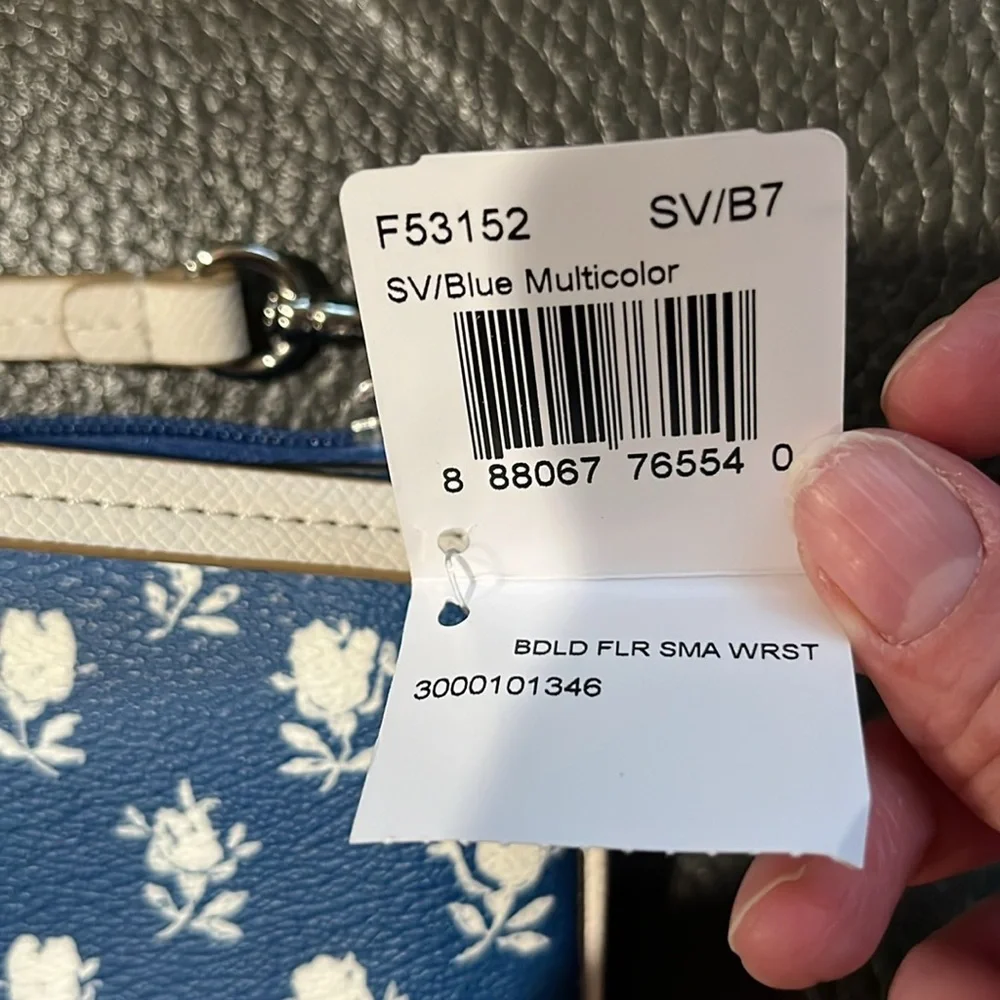 Coach blue floral small wristlet